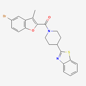 molecular formula C22H19BrN2O2S B11353891 [4-(1,3-Benzothiazol-2-yl)piperidin-1-yl](5-bromo-3-methyl-1-benzofuran-2-yl)methanone 