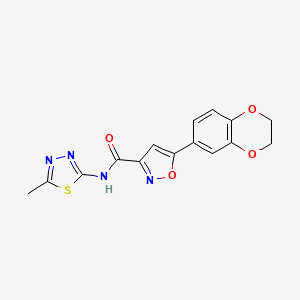 molecular formula C15H12N4O4S B11353903 5-(2,3-dihydro-1,4-benzodioxin-6-yl)-N-(5-methyl-1,3,4-thiadiazol-2-yl)-1,2-oxazole-3-carboxamide 