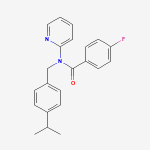 molecular formula C22H21FN2O B11353930 4-fluoro-N-[4-(propan-2-yl)benzyl]-N-(pyridin-2-yl)benzamide 