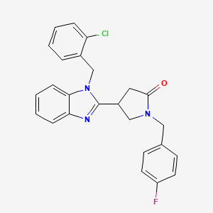 molecular formula C25H21ClFN3O B11354086 4-[1-(2-chlorobenzyl)-1H-benzimidazol-2-yl]-1-(4-fluorobenzyl)pyrrolidin-2-one 