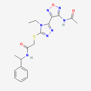 molecular formula C18H21N7O3S B11354126 2-({5-[4-(acetylamino)-1,2,5-oxadiazol-3-yl]-4-ethyl-4H-1,2,4-triazol-3-yl}sulfanyl)-N-(1-phenylethyl)acetamide 