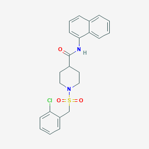 molecular formula C23H23ClN2O3S B11354136 1-[(2-chlorobenzyl)sulfonyl]-N-(naphthalen-1-yl)piperidine-4-carboxamide 