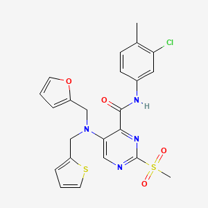 molecular formula C23H21ClN4O4S2 B11354149 N-(3-chloro-4-methylphenyl)-5-[(furan-2-ylmethyl)(thiophen-2-ylmethyl)amino]-2-(methylsulfonyl)pyrimidine-4-carboxamide 