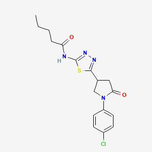 molecular formula C17H19ClN4O2S B11354200 N-{5-[1-(4-chlorophenyl)-5-oxopyrrolidin-3-yl]-1,3,4-thiadiazol-2-yl}pentanamide 