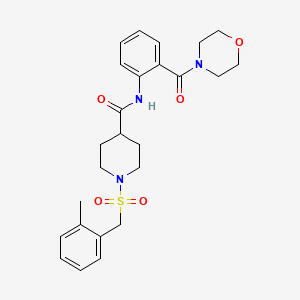 molecular formula C25H31N3O5S B11354231 1-[(2-methylbenzyl)sulfonyl]-N-[2-(morpholin-4-ylcarbonyl)phenyl]piperidine-4-carboxamide 