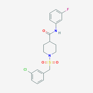 molecular formula C19H20ClFN2O3S B11354334 1-[(3-chlorobenzyl)sulfonyl]-N-(3-fluorophenyl)piperidine-4-carboxamide 