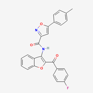 molecular formula C26H17FN2O4 B11354355 N-{2-[(4-fluorophenyl)carbonyl]-1-benzofuran-3-yl}-5-(4-methylphenyl)-1,2-oxazole-3-carboxamide 