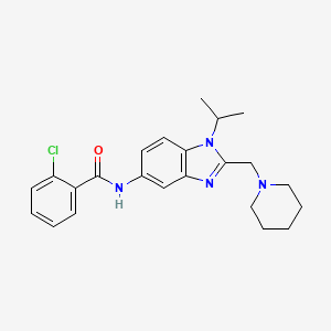 molecular formula C23H27ClN4O B11354380 2-chloro-N-[2-(piperidin-1-ylmethyl)-1-(propan-2-yl)-1H-benzimidazol-5-yl]benzamide 