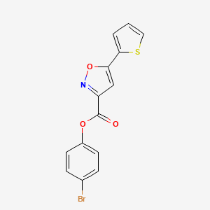 molecular formula C14H8BrNO3S B11354393 4-Bromophenyl 5-(thiophen-2-yl)-1,2-oxazole-3-carboxylate 