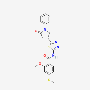 2-methoxy-N-{5-[1-(4-methylphenyl)-5-oxopyrrolidin-3-yl]-1,3,4-thiadiazol-2-yl}-4-(methylsulfanyl)benzamide