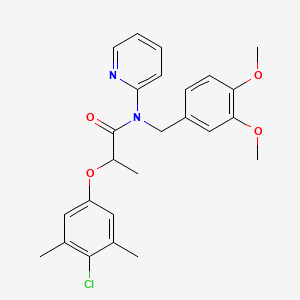 molecular formula C25H27ClN2O4 B11354471 2-(4-chloro-3,5-dimethylphenoxy)-N-(3,4-dimethoxybenzyl)-N-(pyridin-2-yl)propanamide 