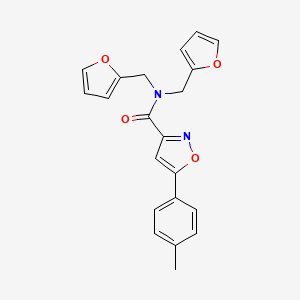 N,N-bis(furan-2-ylmethyl)-5-(4-methylphenyl)-1,2-oxazole-3-carboxamide