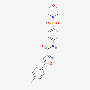 molecular formula C21H21N3O5S B11354495 5-(4-methylphenyl)-N-[4-(morpholin-4-ylsulfonyl)phenyl]-1,2-oxazole-3-carboxamide 