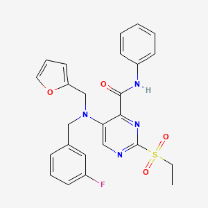 molecular formula C25H23FN4O4S B11354507 2-(ethylsulfonyl)-5-[(3-fluorobenzyl)(furan-2-ylmethyl)amino]-N-phenylpyrimidine-4-carboxamide 