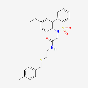 2-(9-ethyl-5,5-dioxido-6H-dibenzo[c,e][1,2]thiazin-6-yl)-N-{2-[(4-methylbenzyl)sulfanyl]ethyl}acetamide