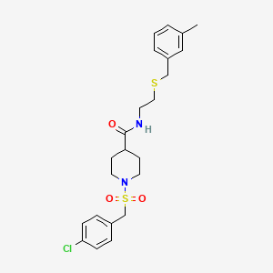 1-[(4-chlorobenzyl)sulfonyl]-N-{2-[(3-methylbenzyl)sulfanyl]ethyl}piperidine-4-carboxamide