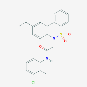 molecular formula C23H21ClN2O3S B11354575 N-(3-chloro-2-methylphenyl)-2-(9-ethyl-5,5-dioxido-6H-dibenzo[c,e][1,2]thiazin-6-yl)acetamide 