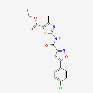 molecular formula C17H14ClN3O4S B11354596 Ethyl 2-({[5-(4-chlorophenyl)-1,2-oxazol-3-yl]carbonyl}amino)-4-methyl-1,3-thiazole-5-carboxylate 