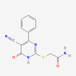 molecular formula C13H10N4O2S B11354601 2-[(5-Cyano-6-oxo-4-phenyl-1,6-dihydropyrimidin-2-YL)sulfanyl]acetamide 