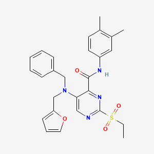 molecular formula C27H28N4O4S B11354635 5-[benzyl(furan-2-ylmethyl)amino]-N-(3,4-dimethylphenyl)-2-(ethylsulfonyl)pyrimidine-4-carboxamide 