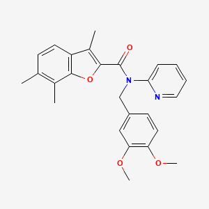 N-(3,4-dimethoxybenzyl)-3,6,7-trimethyl-N-(pyridin-2-yl)-1-benzofuran-2-carboxamide