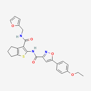 molecular formula C25H23N3O5S B11354802 5-(4-ethoxyphenyl)-N-{3-[(furan-2-ylmethyl)carbamoyl]-5,6-dihydro-4H-cyclopenta[b]thiophen-2-yl}-1,2-oxazole-3-carboxamide 