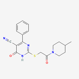 molecular formula C19H20N4O2S B11354803 2-[2-(4-methylpiperidin-1-yl)-2-oxoethyl]sulfanyl-4-oxo-6-phenyl-1H-pyrimidine-5-carbonitrile 