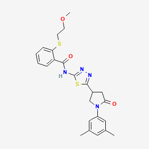 N-{5-[1-(3,5-dimethylphenyl)-5-oxopyrrolidin-3-yl]-1,3,4-thiadiazol-2-yl}-2-[(2-methoxyethyl)sulfanyl]benzamide