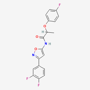 molecular formula C18H13F3N2O3 B11354825 N-[3-(3,4-difluorophenyl)-1,2-oxazol-5-yl]-2-(4-fluorophenoxy)propanamide 