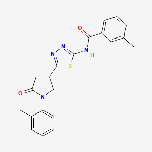 molecular formula C21H20N4O2S B11354883 3-methyl-N-{5-[1-(2-methylphenyl)-5-oxopyrrolidin-3-yl]-1,3,4-thiadiazol-2-yl}benzamide 