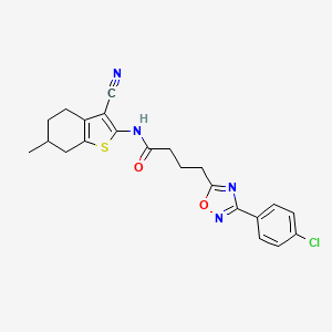 molecular formula C22H21ClN4O2S B11354895 4-[3-(4-chlorophenyl)-1,2,4-oxadiazol-5-yl]-N-(3-cyano-6-methyl-4,5,6,7-tetrahydro-1-benzothiophen-2-yl)butanamide 