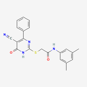 molecular formula C21H18N4O2S B11354911 2-[(5-Cyano-6-oxo-4-phenyl-1,6-dihydropyrimidin-2-YL)sulfanyl]-N-(3,5-dimethylphenyl)acetamide 