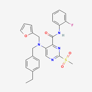 molecular formula C26H25FN4O4S B11354923 5-[(4-ethylbenzyl)(furan-2-ylmethyl)amino]-N-(2-fluorophenyl)-2-(methylsulfonyl)pyrimidine-4-carboxamide 