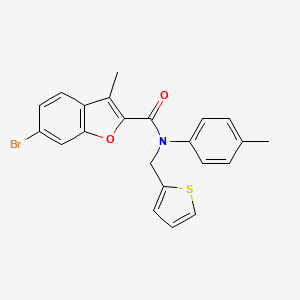 molecular formula C22H18BrNO2S B11354939 6-bromo-3-methyl-N-(4-methylphenyl)-N-(thiophen-2-ylmethyl)-1-benzofuran-2-carboxamide 