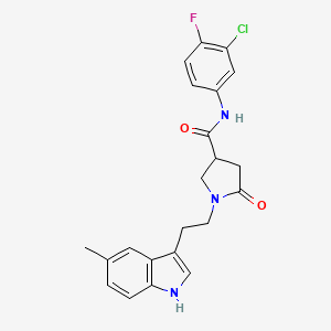 molecular formula C22H21ClFN3O2 B11354946 N-(3-chloro-4-fluorophenyl)-1-[2-(5-methyl-1H-indol-3-yl)ethyl]-5-oxopyrrolidine-3-carboxamide 