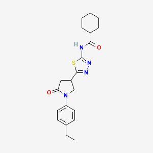 molecular formula C21H26N4O2S B11354958 N-{5-[1-(4-ethylphenyl)-5-oxopyrrolidin-3-yl]-1,3,4-thiadiazol-2-yl}cyclohexanecarboxamide 