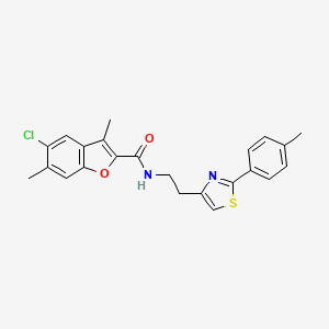 molecular formula C23H21ClN2O2S B11354967 5-chloro-3,6-dimethyl-N-{2-[2-(4-methylphenyl)-1,3-thiazol-4-yl]ethyl}-1-benzofuran-2-carboxamide 