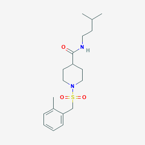 molecular formula C19H30N2O3S B11354972 1-[(2-methylbenzyl)sulfonyl]-N-(3-methylbutyl)piperidine-4-carboxamide 