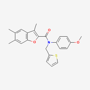 N-(4-methoxyphenyl)-3,5,6-trimethyl-N-(thiophen-2-ylmethyl)-1-benzofuran-2-carboxamide