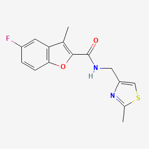 molecular formula C15H13FN2O2S B11355038 5-fluoro-3-methyl-N-[(2-methyl-1,3-thiazol-4-yl)methyl]-1-benzofuran-2-carboxamide 