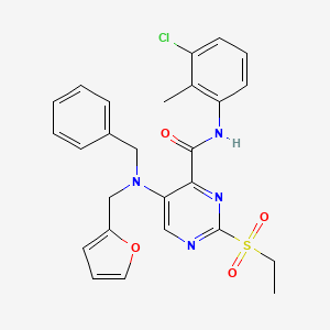 molecular formula C26H25ClN4O4S B11355039 5-[benzyl(furan-2-ylmethyl)amino]-N-(3-chloro-2-methylphenyl)-2-(ethylsulfonyl)pyrimidine-4-carboxamide 