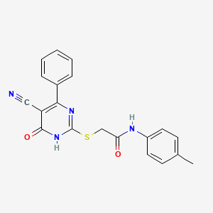 molecular formula C20H16N4O2S B11355055 2-(5-cyano-6-oxo-4-phenyl-1,6-dihydropyrimidin-2-ylsulfanyl)-N-p-tolyl-acetamide 