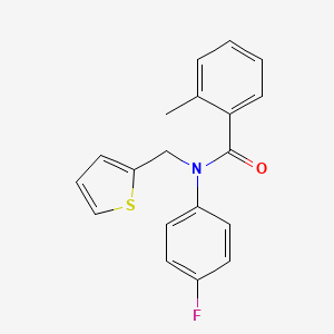 molecular formula C19H16FNOS B11355116 N-(4-fluorophenyl)-2-methyl-N-(thiophen-2-ylmethyl)benzamide 