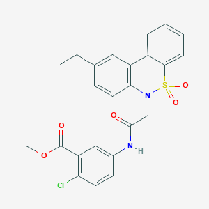 molecular formula C24H21ClN2O5S B11355123 methyl 2-chloro-5-{[(9-ethyl-5,5-dioxido-6H-dibenzo[c,e][1,2]thiazin-6-yl)acetyl]amino}benzoate 