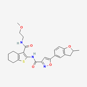 molecular formula C25H27N3O5S B11355134 N-{3-[(2-methoxyethyl)carbamoyl]-4,5,6,7-tetrahydro-1-benzothiophen-2-yl}-5-(2-methyl-2,3-dihydro-1-benzofuran-5-yl)-1,2-oxazole-3-carboxamide 