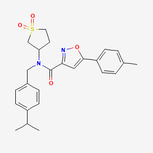 molecular formula C25H28N2O4S B11355181 N-(1,1-dioxidotetrahydrothiophen-3-yl)-5-(4-methylphenyl)-N-[4-(propan-2-yl)benzyl]-1,2-oxazole-3-carboxamide 