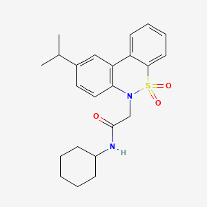 molecular formula C23H28N2O3S B11355185 N-cyclohexyl-2-(9-isopropyl-5,5-dioxido-6H-dibenzo[c,e][1,2]thiazin-6-yl)acetamide 