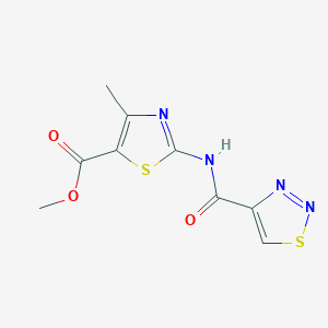 molecular formula C9H8N4O3S2 B11355223 Methyl 4-methyl-2-[(1,2,3-thiadiazol-4-ylcarbonyl)amino]-1,3-thiazole-5-carboxylate 