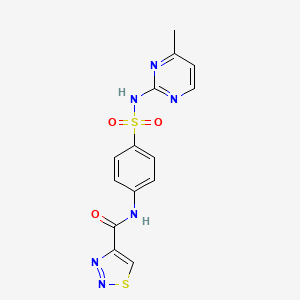 molecular formula C14H12N6O3S2 B11355241 N-{4-[(4-methylpyrimidin-2-yl)sulfamoyl]phenyl}-1,2,3-thiadiazole-4-carboxamide 