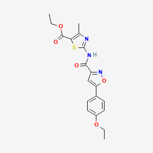 molecular formula C19H19N3O5S B11355253 Ethyl 2-({[5-(4-ethoxyphenyl)-1,2-oxazol-3-yl]carbonyl}amino)-4-methyl-1,3-thiazole-5-carboxylate 